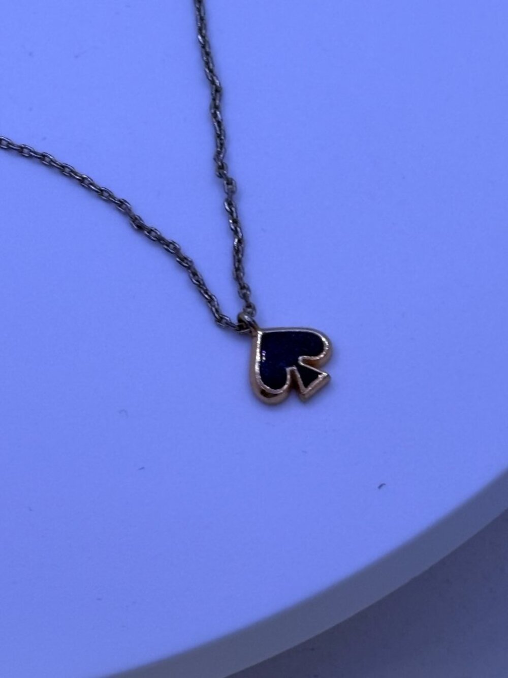 Kate Spade Black Enamel Spade Pendant Gold Tone Necklace - Picture 4 of 6